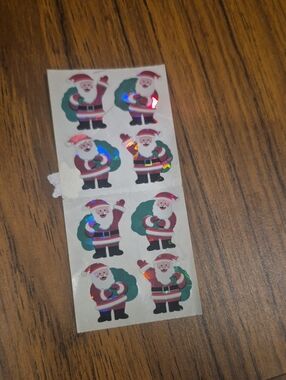 Holographic Santa Sticker Sheet - Red & Green